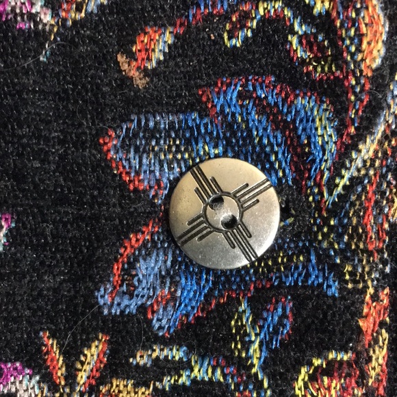 CHICO’S Boho Bohemian Minimalist Lagan Look Tapestry Jacket Rich Winter Coloring - Picture 10 of 16